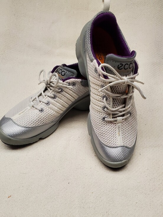 Ecco Shoes - ECCO Biom Train Natural Motion Womens Sneakers White Silver Purple Sz 9-9.5